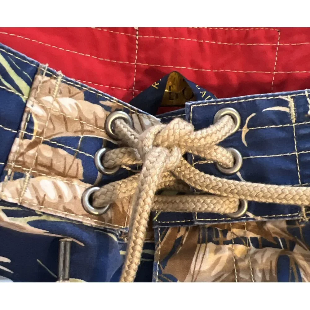 Polo Ralph Lauren Blue Swim‎ Trunks Lined Board Shorts Pirate Ship Buoy Mens 38